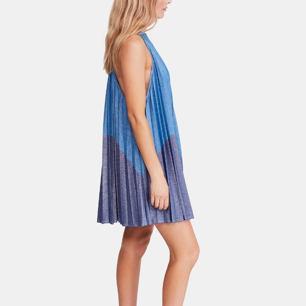 Free People - Pleated Metallic Mini Dress